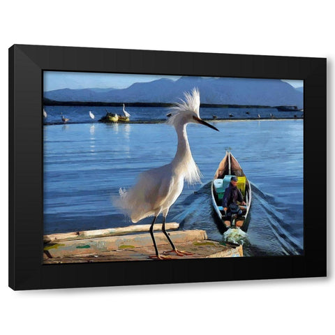 Nice White Bird I Black Modern Wood Framed Art Print by Medeiros, Celito