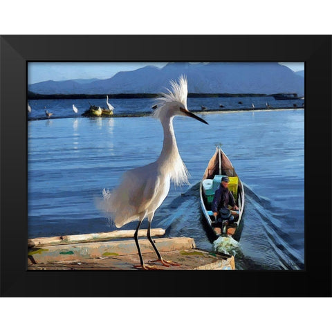 Nice White Bird I Black Modern Wood Framed Art Print by Medeiros, Celito