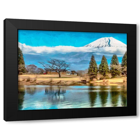 Volcano over the Lake II Black Modern Wood Framed Art Print with Double Matting by Medeiros, Celito