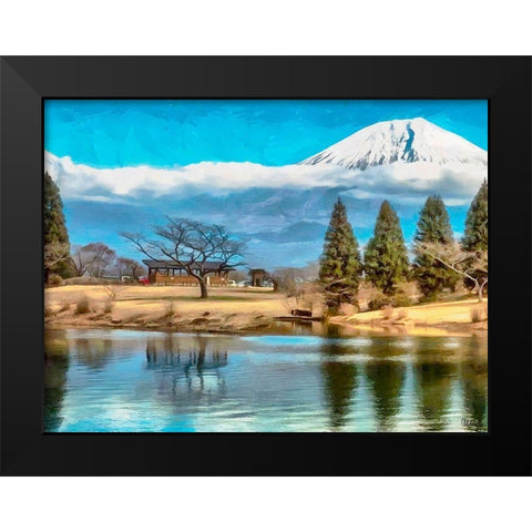 Volcano over the Lake II Black Modern Wood Framed Art Print by Medeiros, Celito