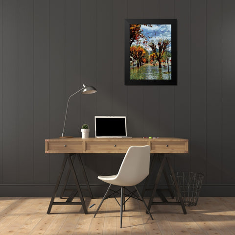 Windy Autumn Black Modern Wood Framed Art Print by Medeiros, Celito