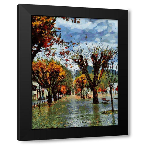 Windy Autumn Black Modern Wood Framed Art Print with Double Matting by Medeiros, Celito