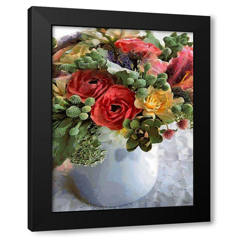 Flowers in White Vase Black Modern Wood Framed Art Print with Double Matting by Medeiros, Celito