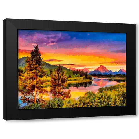 Sunset above the Rocky Mountains Black Modern Wood Framed Art Print with Double Matting by Medeiros, Celito