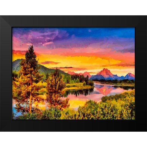 Sunset above the Rocky Mountains Black Modern Wood Framed Art Print by Medeiros, Celito