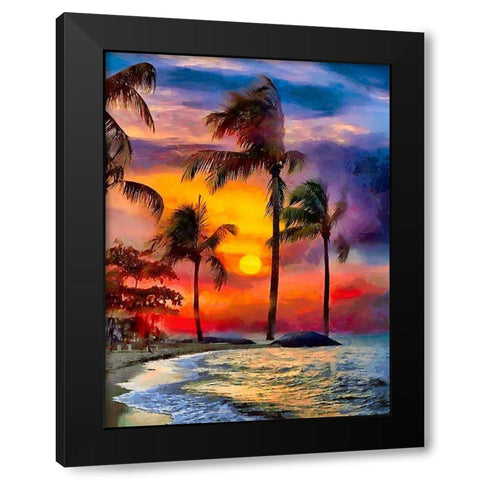 Sunset above the Palm Beach Black Modern Wood Framed Art Print with Double Matting by Medeiros, Celito