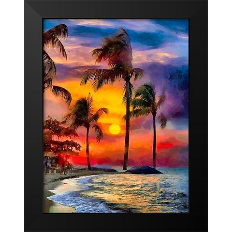 Sunset above the Palm Beach Black Modern Wood Framed Art Print by Medeiros, Celito