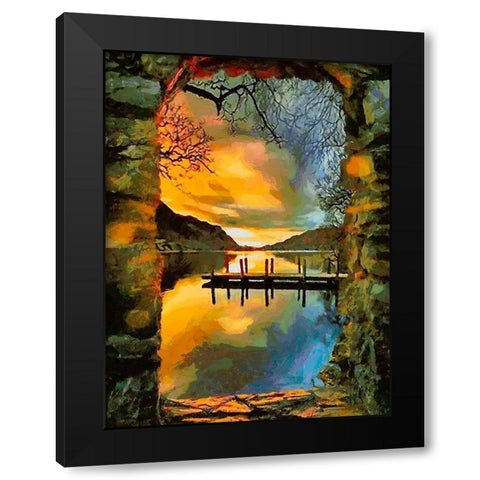 Lake view Black Modern Wood Framed Art Print by Medeiros, Celito
