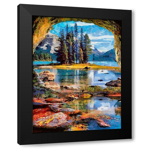 Tree Island in National Park Black Modern Wood Framed Art Print with Double Matting by Medeiros, Celito