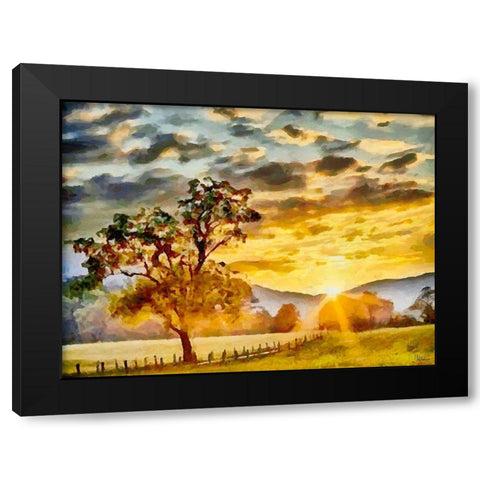 Sunset above the Road Black Modern Wood Framed Art Print with Double Matting by Medeiros, Celito