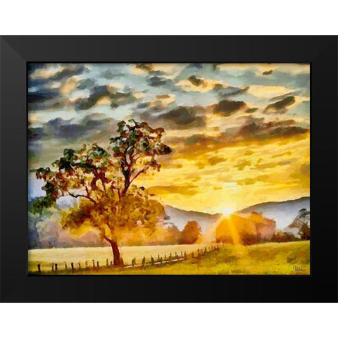 Sunset above the Road Black Modern Wood Framed Art Print by Medeiros, Celito