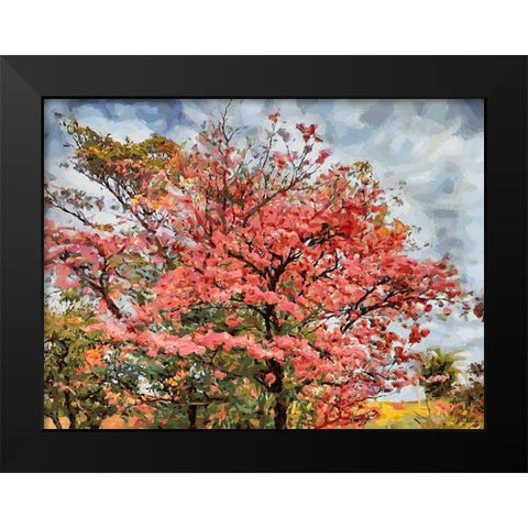 A Tree by the Road Black Modern Wood Framed Art Print by Medeiros, Celito