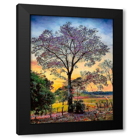 Pink Flowering Tree II Black Modern Wood Framed Art Print by Medeiros, Celito