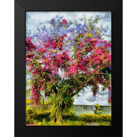 Purple Flowering Tree Black Modern Wood Framed Art Print by Medeiros, Celito