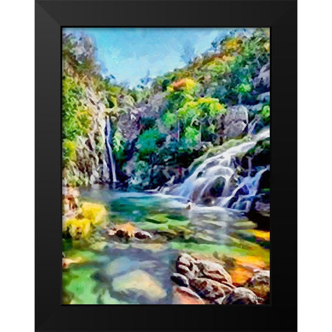 Beautiful Beach Black Modern Wood Framed Art Print by Medeiros, Celito