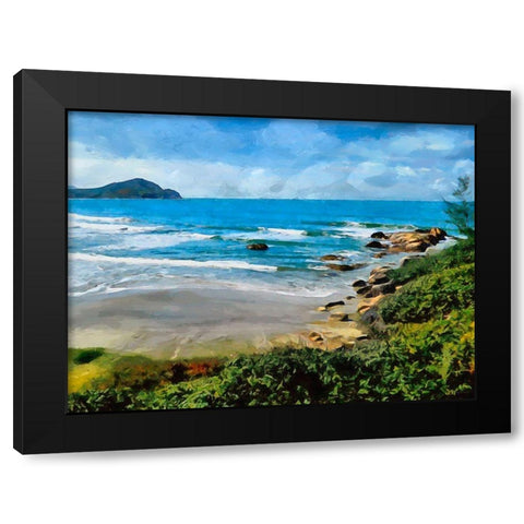 Rocks on the Tropical Beach Black Modern Wood Framed Art Print by Medeiros, Celito