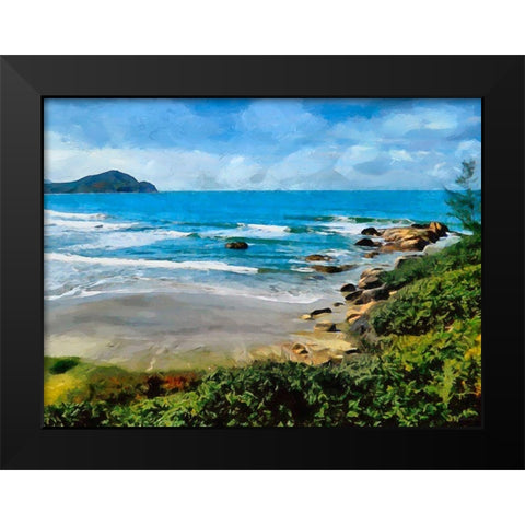 Rocks on the Tropical Beach Black Modern Wood Framed Art Print by Medeiros, Celito