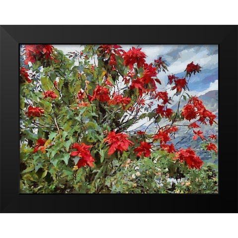 Red Bush Black Modern Wood Framed Art Print by Medeiros, Celito