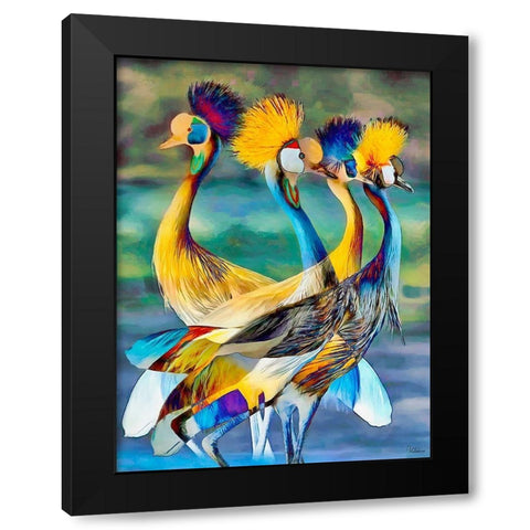 Colorful Birds Black Modern Wood Framed Art Print with Double Matting by Medeiros, Celito