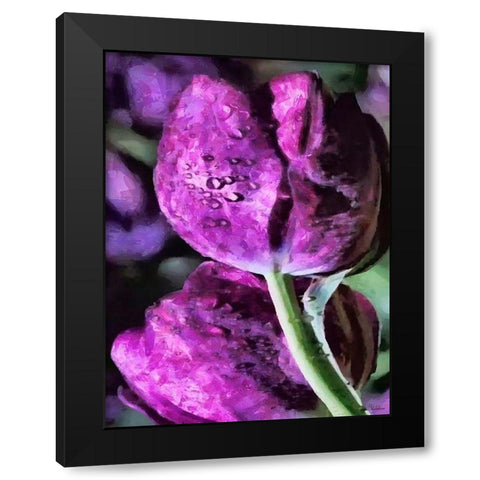 Purple Tulips Black Modern Wood Framed Art Print by Medeiros, Celito