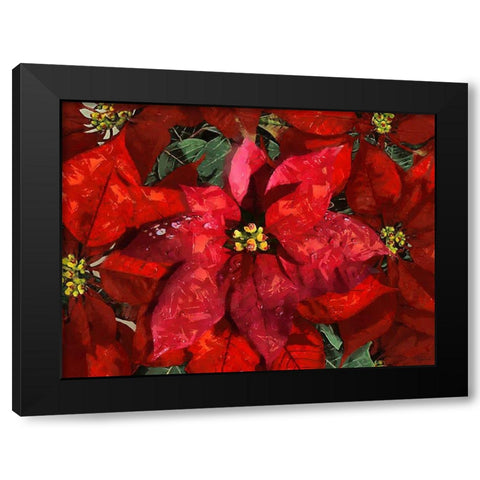 Red Flowers II Black Modern Wood Framed Art Print by Medeiros, Celito