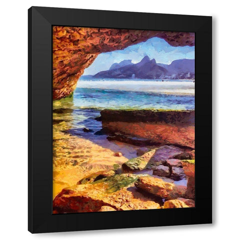 Rocks in the Sea Black Modern Wood Framed Art Print by Medeiros, Celito