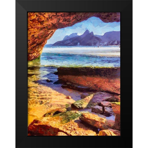 Rocks in the Sea Black Modern Wood Framed Art Print by Medeiros, Celito