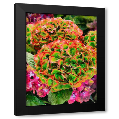 Red - Green Flower Black Modern Wood Framed Art Print with Double Matting by Medeiros, Celito