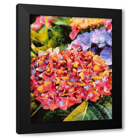 Red - Yellow Flower Black Modern Wood Framed Art Print by Medeiros, Celito