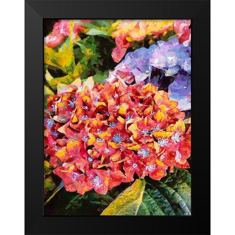 Red - Yellow Flower Black Modern Wood Framed Art Print by Medeiros, Celito
