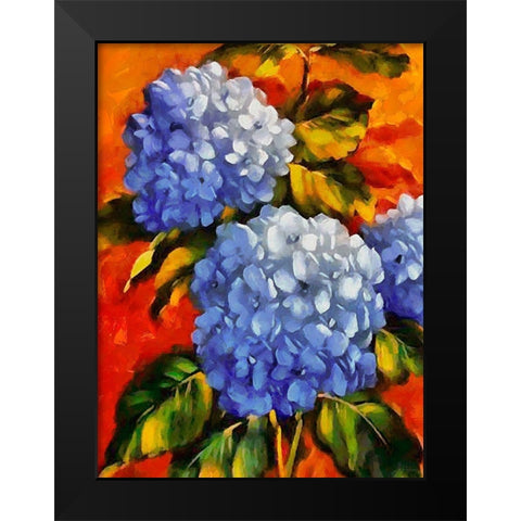 Purple Flowers Black Modern Wood Framed Art Print by Medeiros, Celito