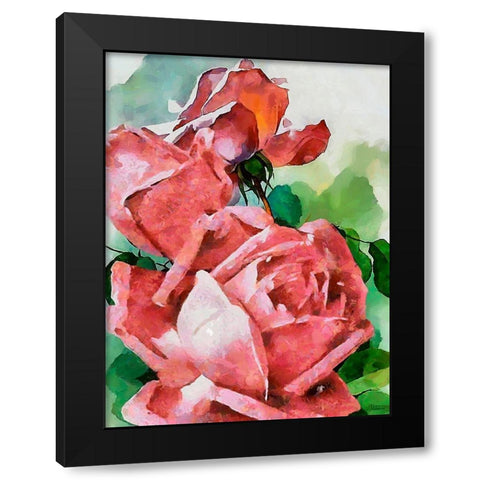 Red Roses I Black Modern Wood Framed Art Print by Medeiros, Celito