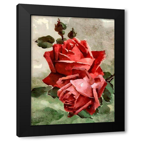 Red Roses II Black Modern Wood Framed Art Print by Medeiros, Celito