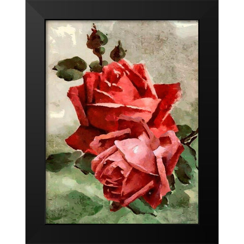 Red Roses II Black Modern Wood Framed Art Print by Medeiros, Celito