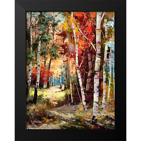 Birches Wood II Black Modern Wood Framed Art Print by Medeiros, Celito