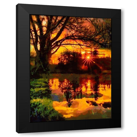 Sunset above the Lake Black Modern Wood Framed Art Print with Double Matting by Medeiros, Celito