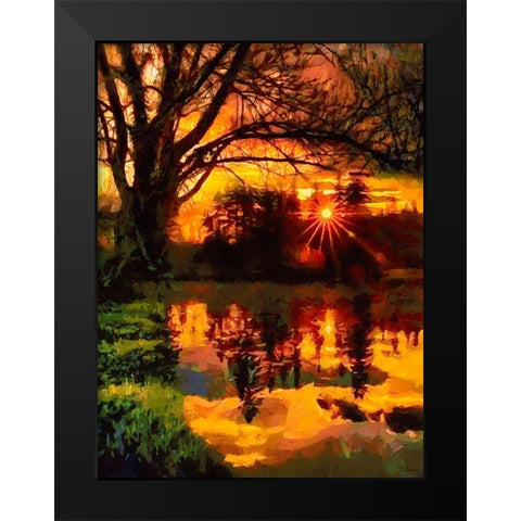 Sunset above the Lake Black Modern Wood Framed Art Print by Medeiros, Celito
