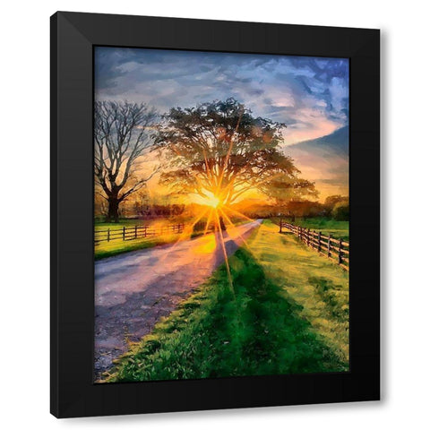 Sunset behind the Tree II Black Modern Wood Framed Art Print by Medeiros, Celito