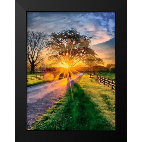 Sunset behind the Tree II Black Modern Wood Framed Art Print by Medeiros, Celito