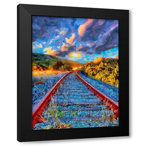 Railway Tracks II Black Modern Wood Framed Art Print by Medeiros, Celito
