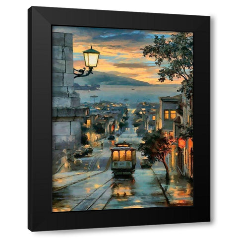 Cable Car in San Francisco I Black Modern Wood Framed Art Print with Double Matting by Medeiros, Celito