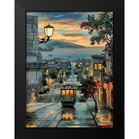 Cable Car in San Francisco I Black Modern Wood Framed Art Print by Medeiros, Celito
