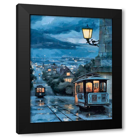 Cable Car in San Francisco III Black Modern Wood Framed Art Print with Double Matting by Medeiros, Celito