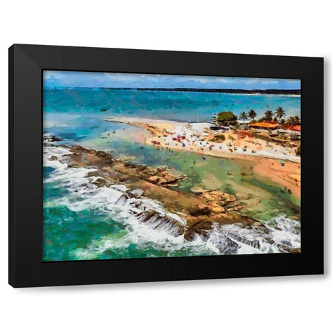 A Tropical Beach Black Modern Wood Framed Art Print by Medeiros, Celito