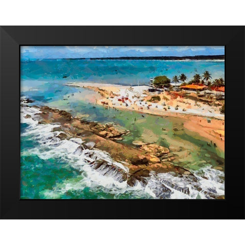 A Tropical Beach Black Modern Wood Framed Art Print by Medeiros, Celito