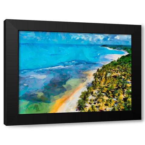 Beach by the Azure Sea I Black Modern Wood Framed Art Print with Double Matting by Medeiros, Celito