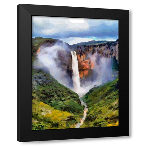 Watterfall Black Modern Wood Framed Art Print by Medeiros, Celito