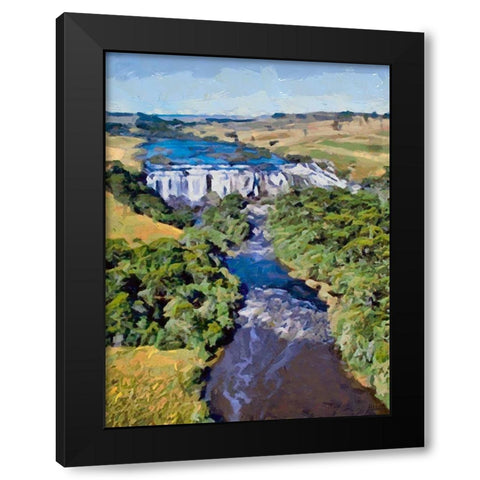 Wattefall on the River Black Modern Wood Framed Art Print by Medeiros, Celito