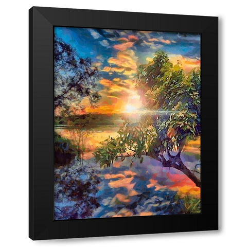 Sunset above the Lake Black Modern Wood Framed Art Print with Double Matting by Medeiros, Celito