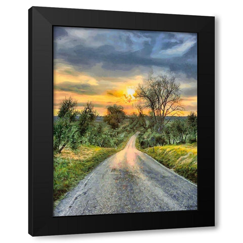 Sunset Road II Black Modern Wood Framed Art Print by Medeiros, Celito